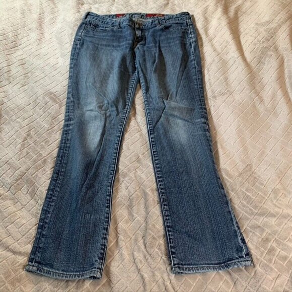 Express Denim - Express X2 Womens 10 Denim Jeans Blue Straight Medium Wash Stretch Low Rise